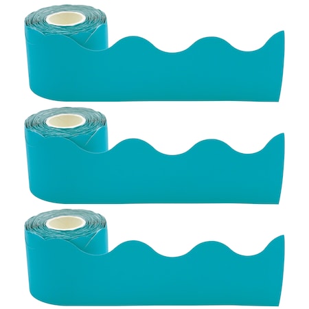 Teacher Created Resources Teal Scalloped Rolled Border Trim, 50 Feet Per Roll, PK3 TCR8941
